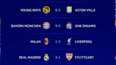 نتائج مباريات دوري ابطال أوروبا